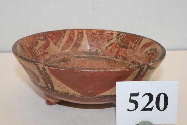 Polychrome Mayan Bowl: 6 x 2 ¼” Polychrome Mayan Bowl, Broken & Glued