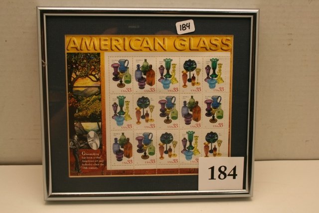 33 Cent U.S.A. American Glass Stamps: Block of 12 – 33 Cent U.S.A. American Glass Stamps – in 8” x 9” Frame