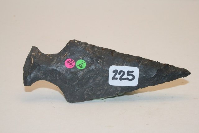 Coshocton Chert Ashtabula Point: 4 ¼” Coshocton Chert Ashtabula Point, Ex. Moorehead Coll. #221, Rogers/ Bennett C.O.A.’s