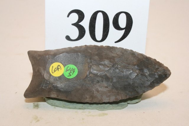 Double Fluted Paleo Clovis Point: 2 5/8” Double Fluted Paleo Clovis Point, Ohio, Bennett C.O.A.
