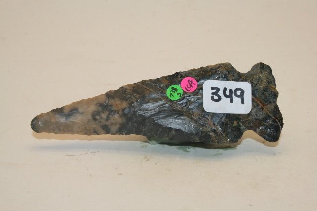 Coshocton Flint Meadowood Point: 3 13/16” Coshocton Flint Meadowood Point, Morrow Co. Ohio, Ex. W. Price Coll., Bennett C.O.A.