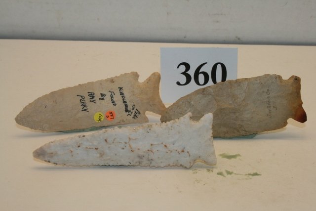 3 Ill. Stillwell Points: 3 Ill. Stillwell Points, all with Bennett C.O.A.’s – largest 4 1/16”, nice lot