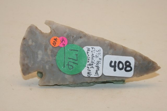 Flint Ridge Hopewell Point: 3 7/16” Flint Ridge Hopewell Point, Marion Co. Ohio – Bennett C.O.A.