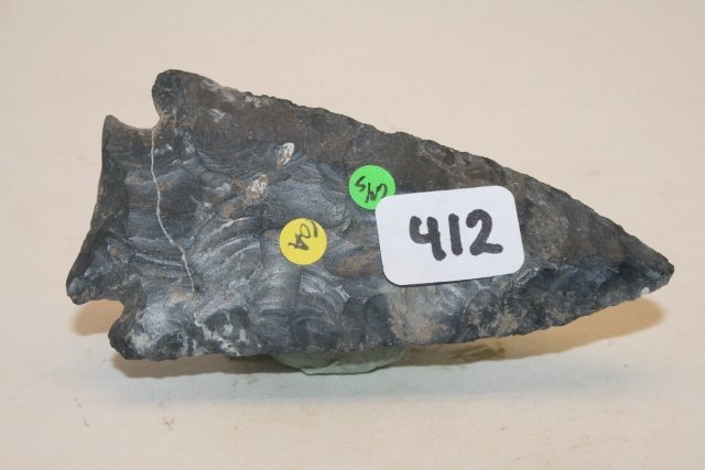 Coshocton Flint Fracture Base Point: 3 1/8” Coshocton Flint Fracture Base Point – Stark Co. Ohio –Duane Rogers C.O.A.
