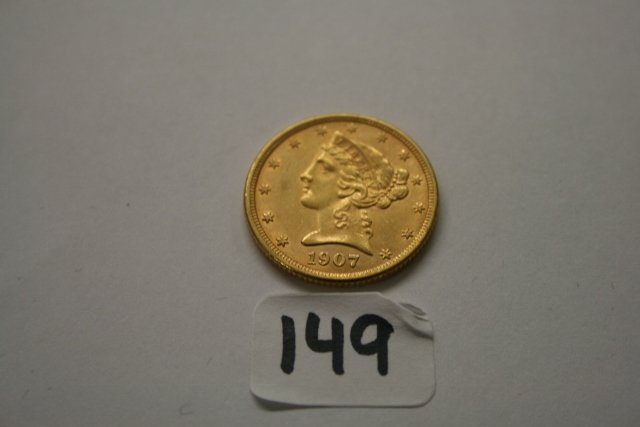 1907 – D U.S. Gold $5 Dollar Half Eagle (1 of 2)