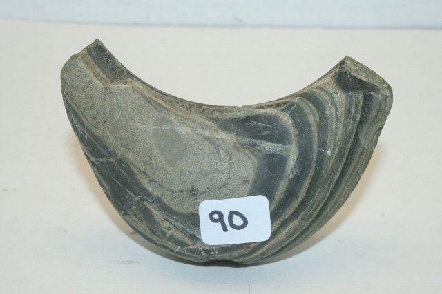 Green Banded Slate Crescent Bannerstone (1 of 3)