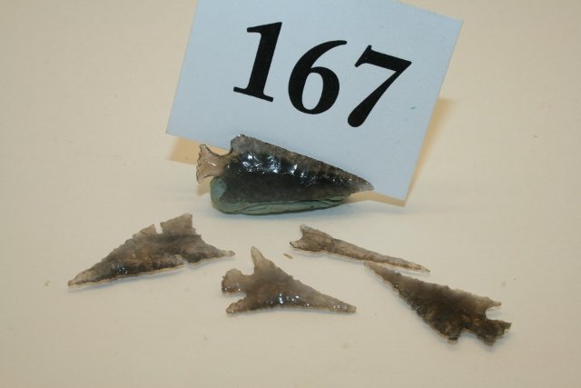 Five Fine Smokey Obsidian Points (1 of 1)