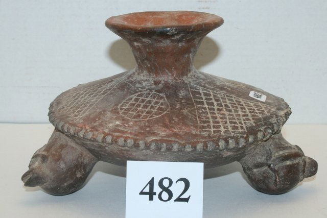 3 Footed Redware Container: 8 ½” x 5” 3 Footed Redware Container