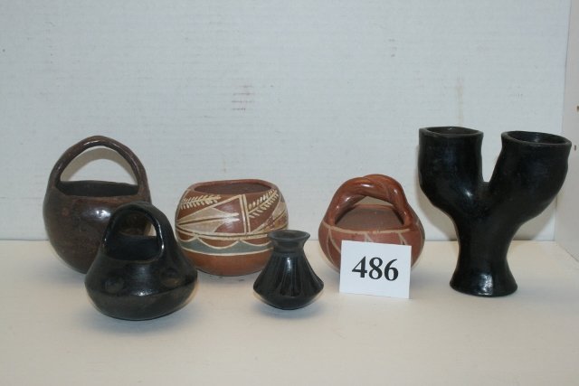 4 Black Pottery Pcs. And 2 Red Decorated Bowls (1 of 1)