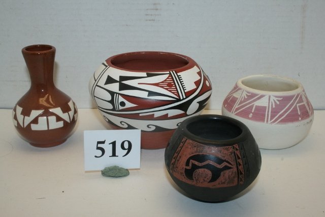 4 Pcs. Signed Pottery Vessels (1 of 1)