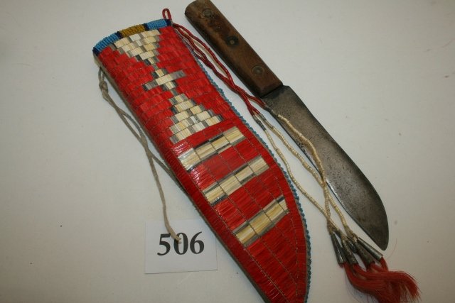 Quilled / Beaded Sheath with old knife (1 of 1)