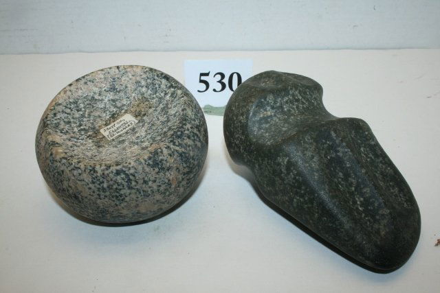 2 Items: Hardstone Discoidal, Fluted Axe (1 of 1)