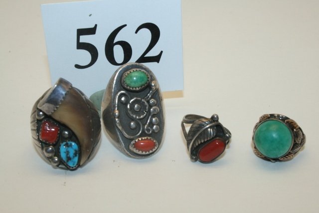 4 Assorted Navajo Silver Rings (1 of 1)
