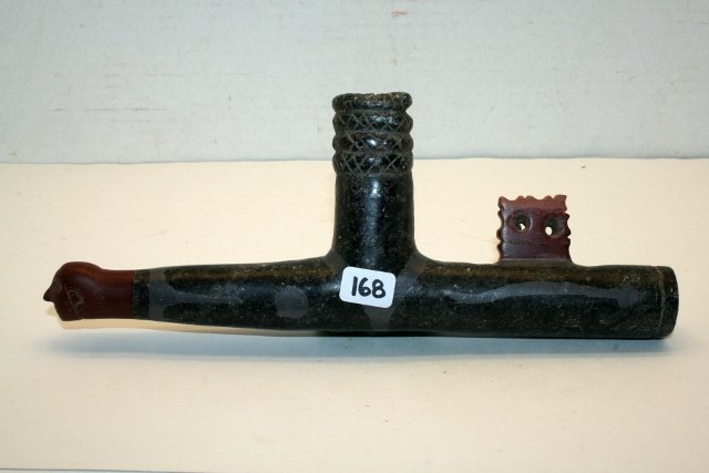 Steatite Catlinite Inlays “T” Pipe (1 of 6)