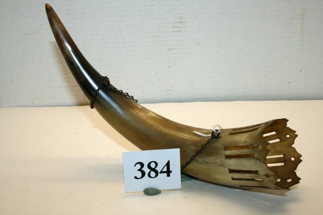 Carved Whimsical Horn Wall Hanger: 11” Carved Whimsical Horn Wall Hanger