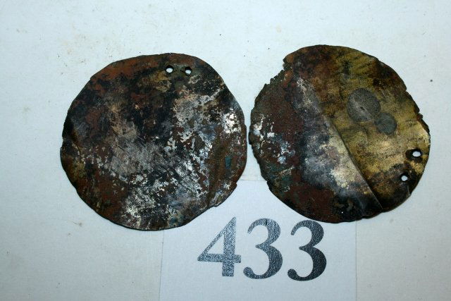 2 Circular Silver Gorgets: 2 Circular Silver Gorgets, 2” Diameter, Peru