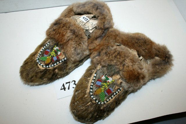Pair Seal Skin Bead Decorated Moccasins (1 of 3)