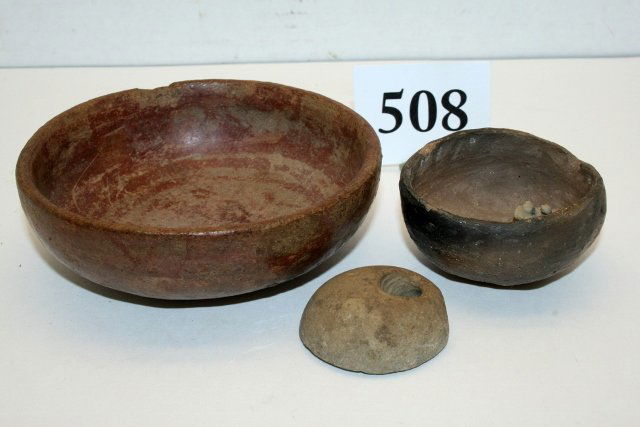 Red Pottery Bowl with Stone Pendant (1 of 1)