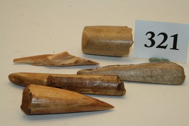 5 Bone Tools: 5 Bone Tools collected by Marilyn Carter in Alaska, Author of “Legends, Tales and Totems of Alaska” largest 3 7/8”