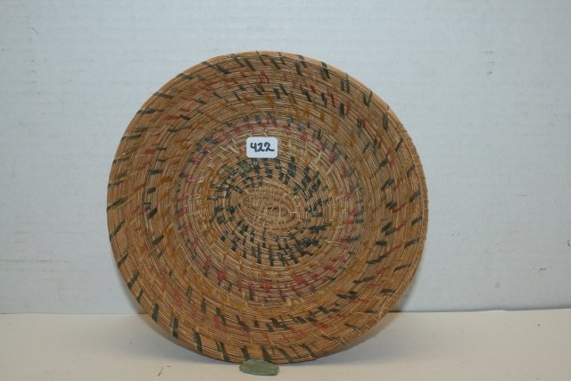 Pine Needle Bowl Basket: 7” dia. X 1 ¾” Pine Needle Bowl Basket, Polychrome