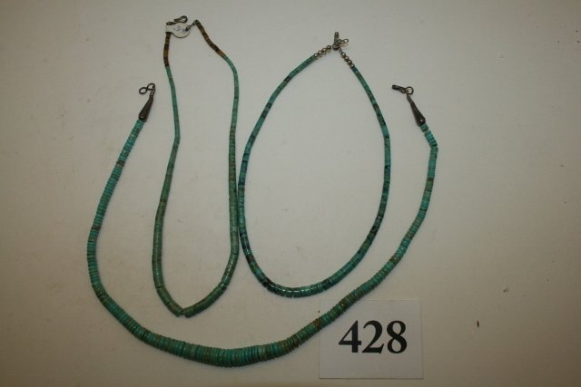 3 Strands of Turquoise Disc Barrel Beads – largest 15” (1 of 1)