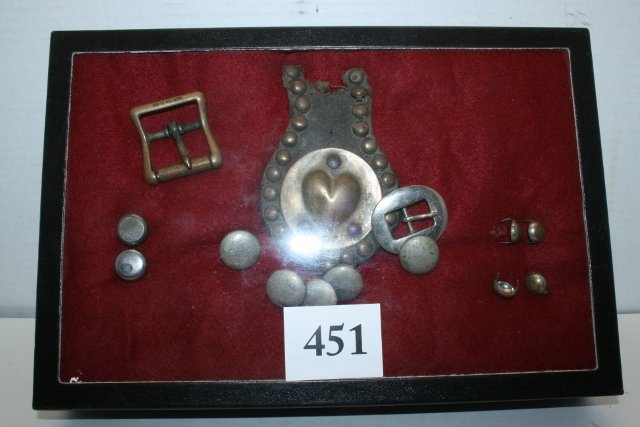 2 Belt Buckles, 5 German Silver Buttons (1 of 2)