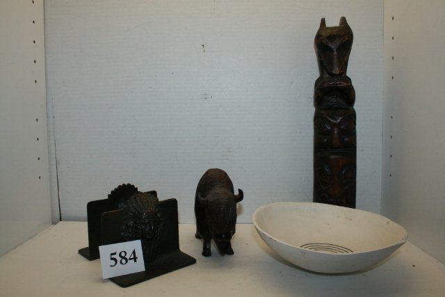 4 Items: Pair Bronze Bookends (1 of 2)