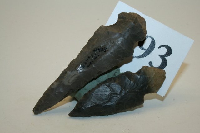 2 Hornstone Turkey Tail Points: 2 Hornstone Turkey Tail Points – largest 3 ¼” Barry Co. MichiganLate Bob Leach of Battle Creek Michigan