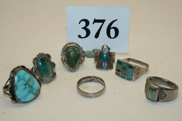 7 Assorted Navajo Zuni Rings (1 of 2)