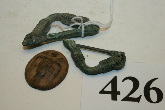 3 Items: Brass Roman Button (1 of 1)