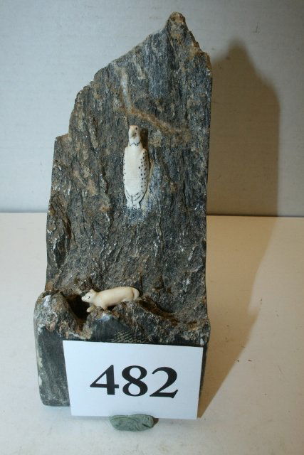 Carved Stone with Ivory Animals (1 of 1)