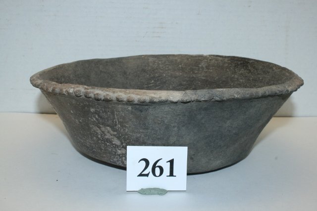 Pie Crust Dough Bowl: 11” x 3 3/4” Pie Crust Dough Bowl, Forest Co., Arkansas – Dr. Rush Coll., Fine Condition