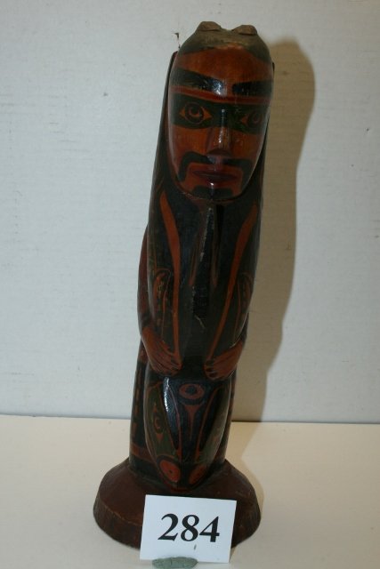 Polychrome Hand Carved Painted Totem Pole (1 of 3)