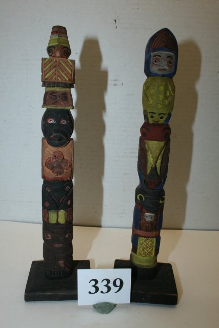 (2) Model Polychrome Totem Poles (1 of 1)
