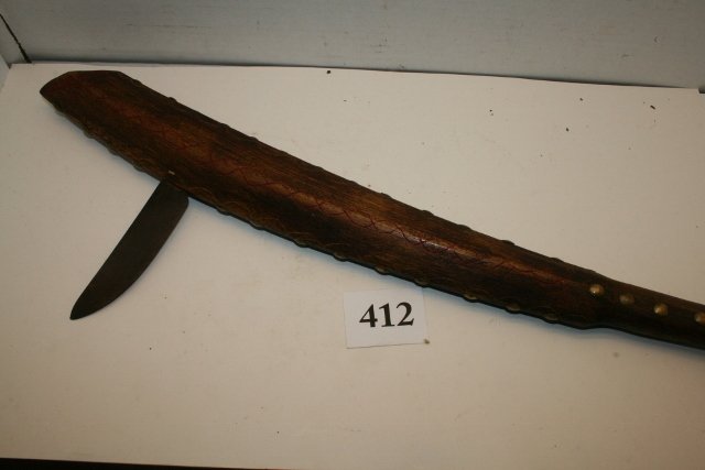 Wood Brass Tacked Blade War Club (1 of 2)