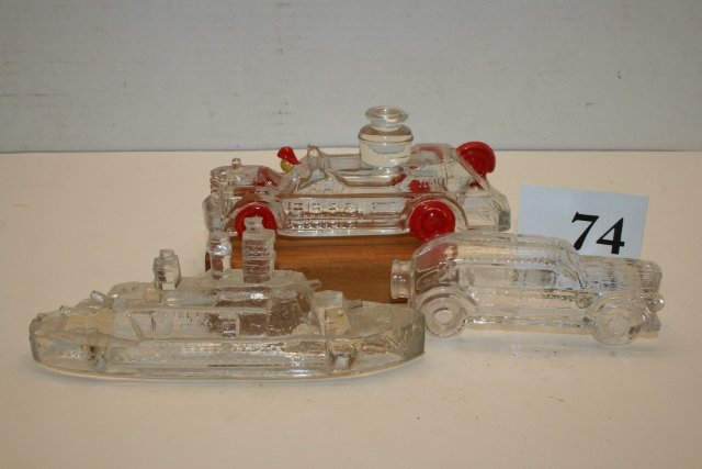 Battleship, Sedan, Fire Truck Candy Containers (1 of 1)