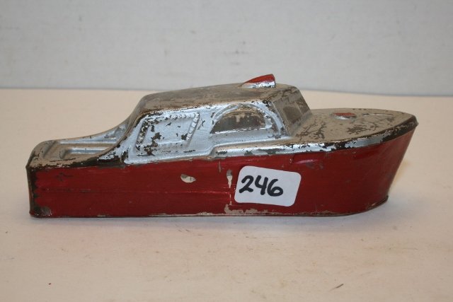 Cabin Cruiser Candy Container: Cabin Cruiser Candy Container, no closure, some paint