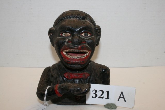 Jolly Nigger Bank: Jolly Nigger Bank with Paint, original cast iron