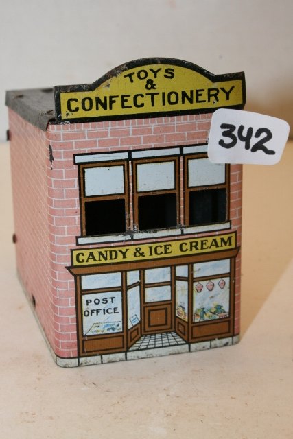 Tin Building Candy Container (1 of 1)