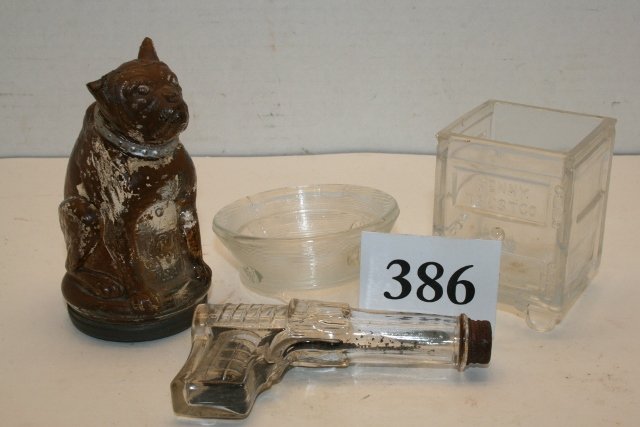 Gun Candy Container: Gun Candy Container, with candy, Cat has paint, missing ear, Safe without closure & Military Hat, missing closure