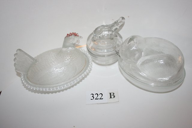 3 Covered Dishes, Elephant, Hen, Cat (1 of 1)