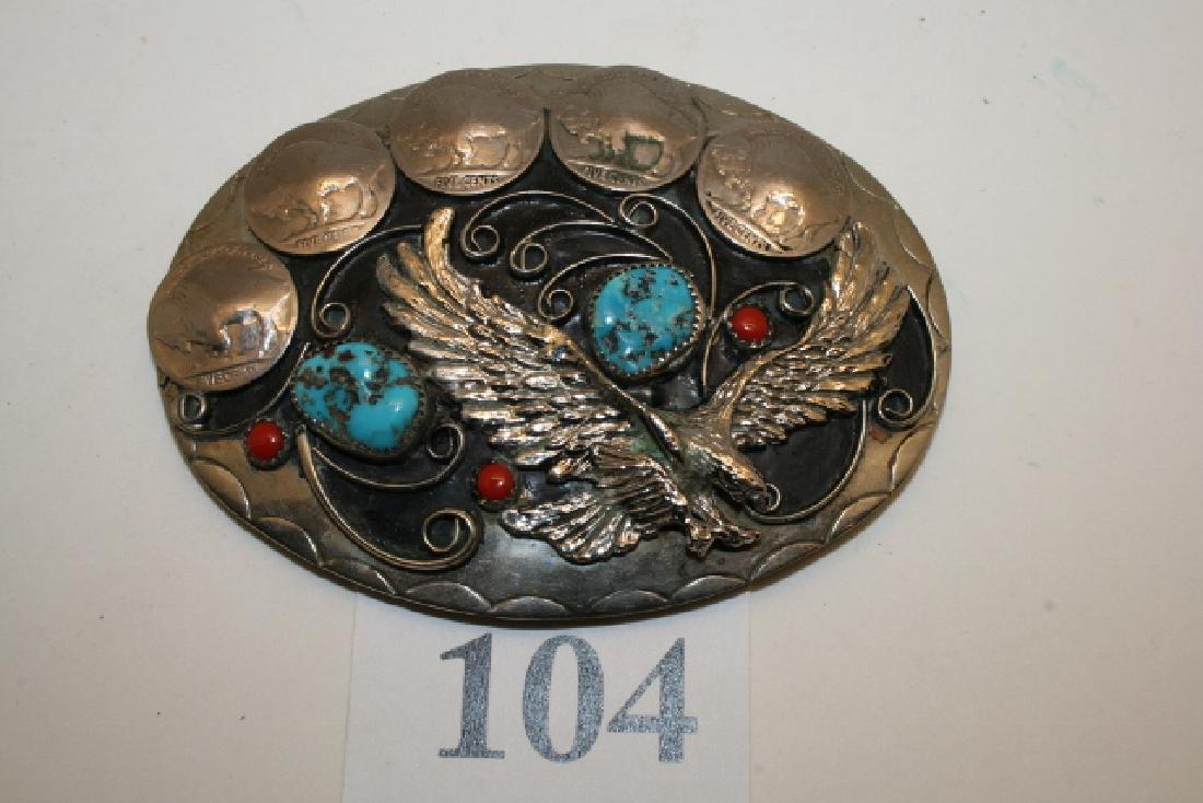 Oval Silver Buckle with Eagle (1 of 1)