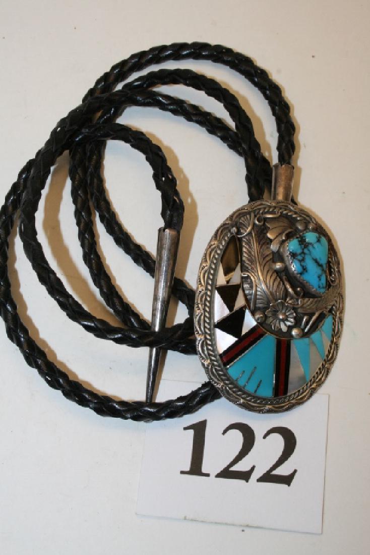 Zuni Inlay with Turq. Bolo Slide (1 of 2)