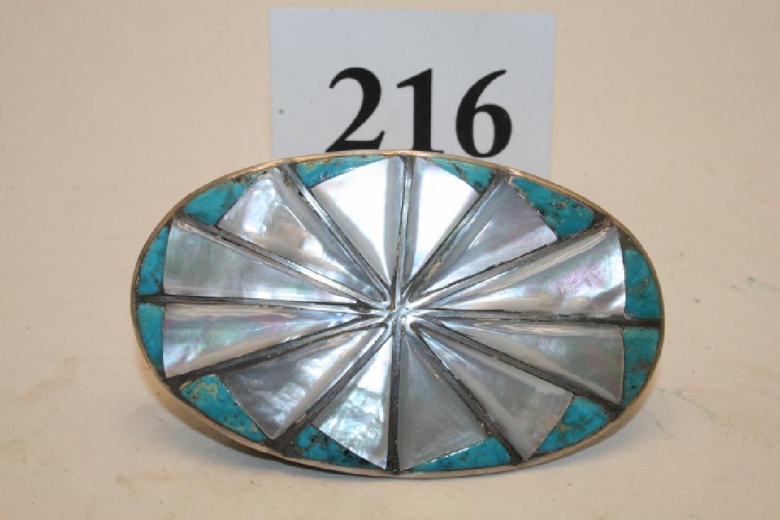 Silver Shell Turq. Belt Buckle (1 of 1)