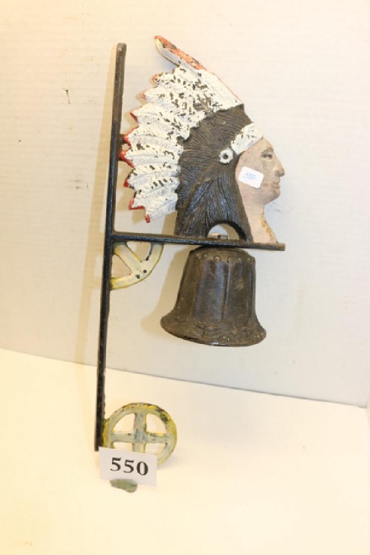 Contemporary Door Bell: Contemporary Door Bell, Indian Head, Iron missing clapper