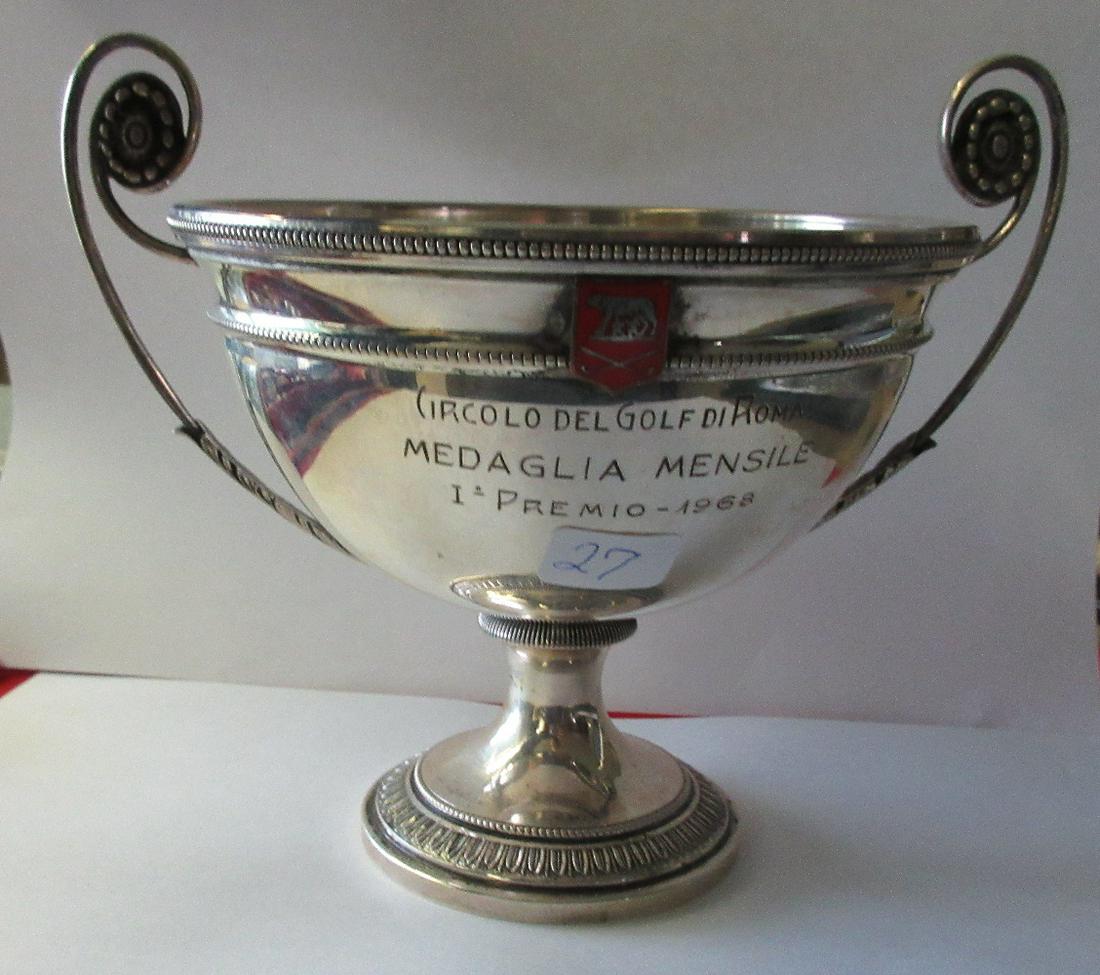 Antique double handle Grcolo Del Golf Di Roma rewards: Antique double handle Grcolo Del Golf Di Roma rewards pedestal trophy 1968. Measures 5 1/2"tall