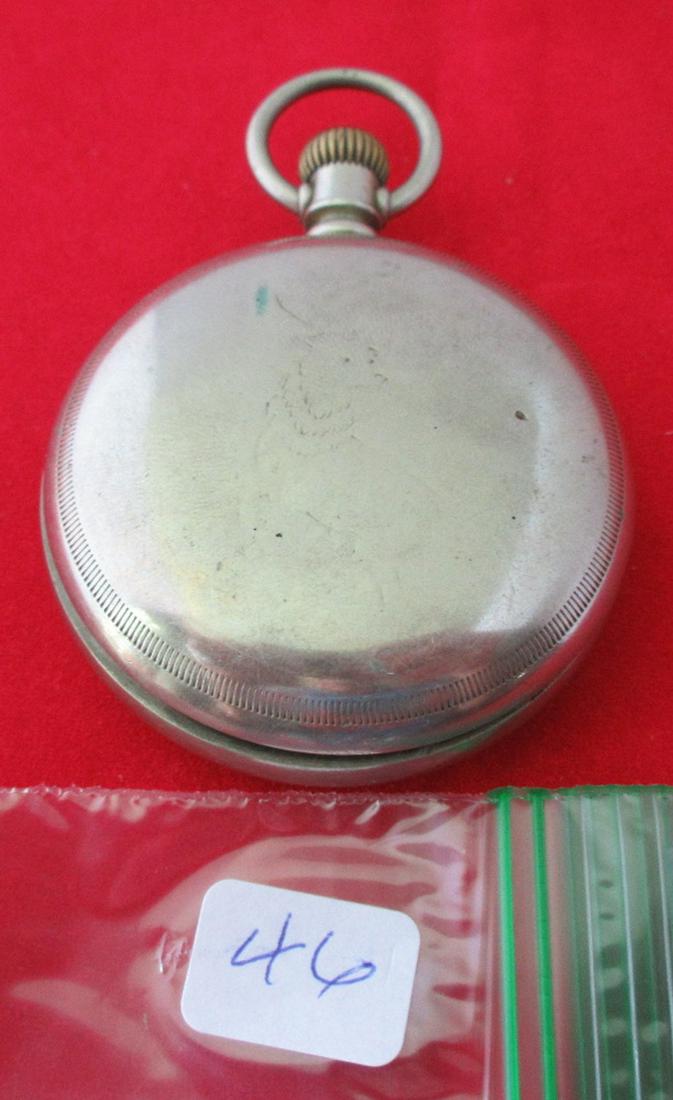 1800's BL Stephenson Redlands CAL. antique pocket: 1800's BL Stephenson Redlands CAL. antique pocket watch. Stag deer on back of case. Porcelain dial. Good running condition. Serial number 1140125. Case measures 2 1/8".