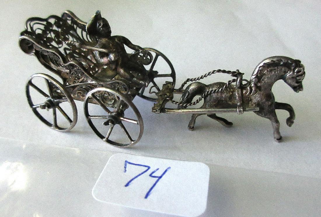 Elaborate 800 tested silver horse and carriage.: Elaborate 800 tested silver horse and carriage. Great quality and detail.