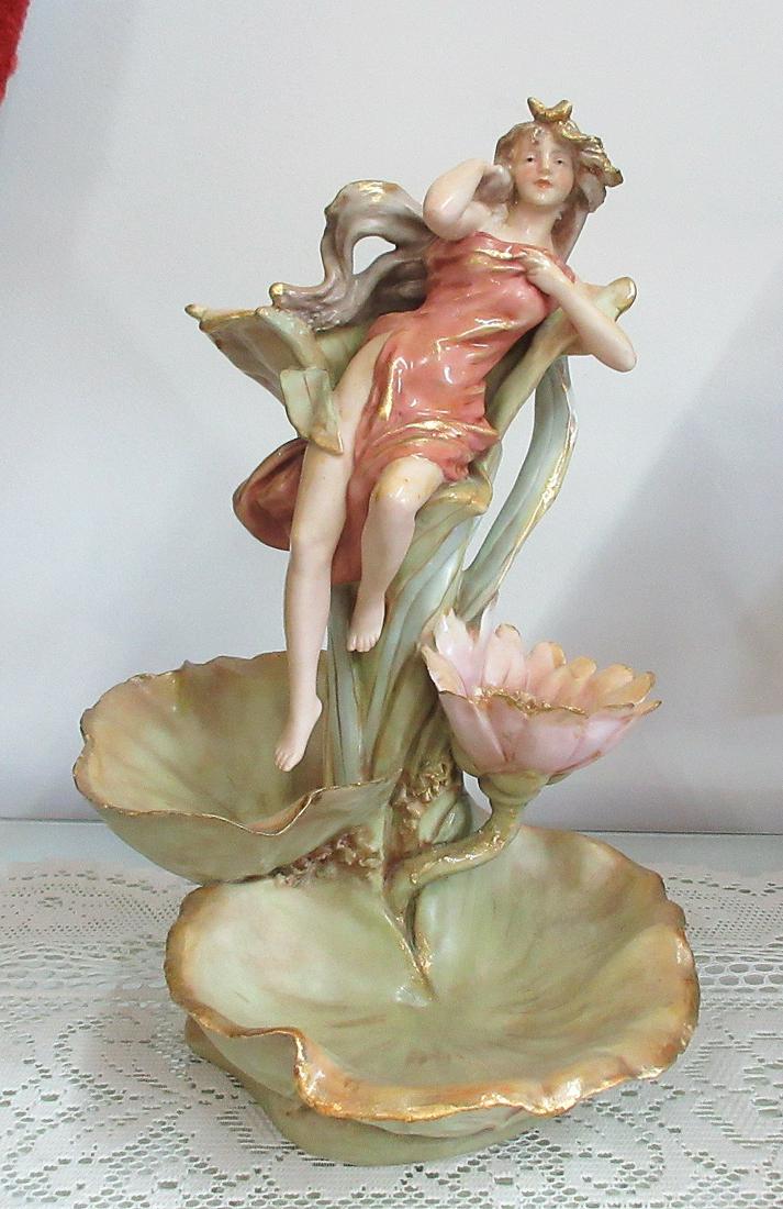 Beautiful Royal Dux art nouveau vase with lady: Beautiful Royal Dux art nouveau vase with lady. 1800’s with great colors and Great Quality and detail. 15 inches tall.