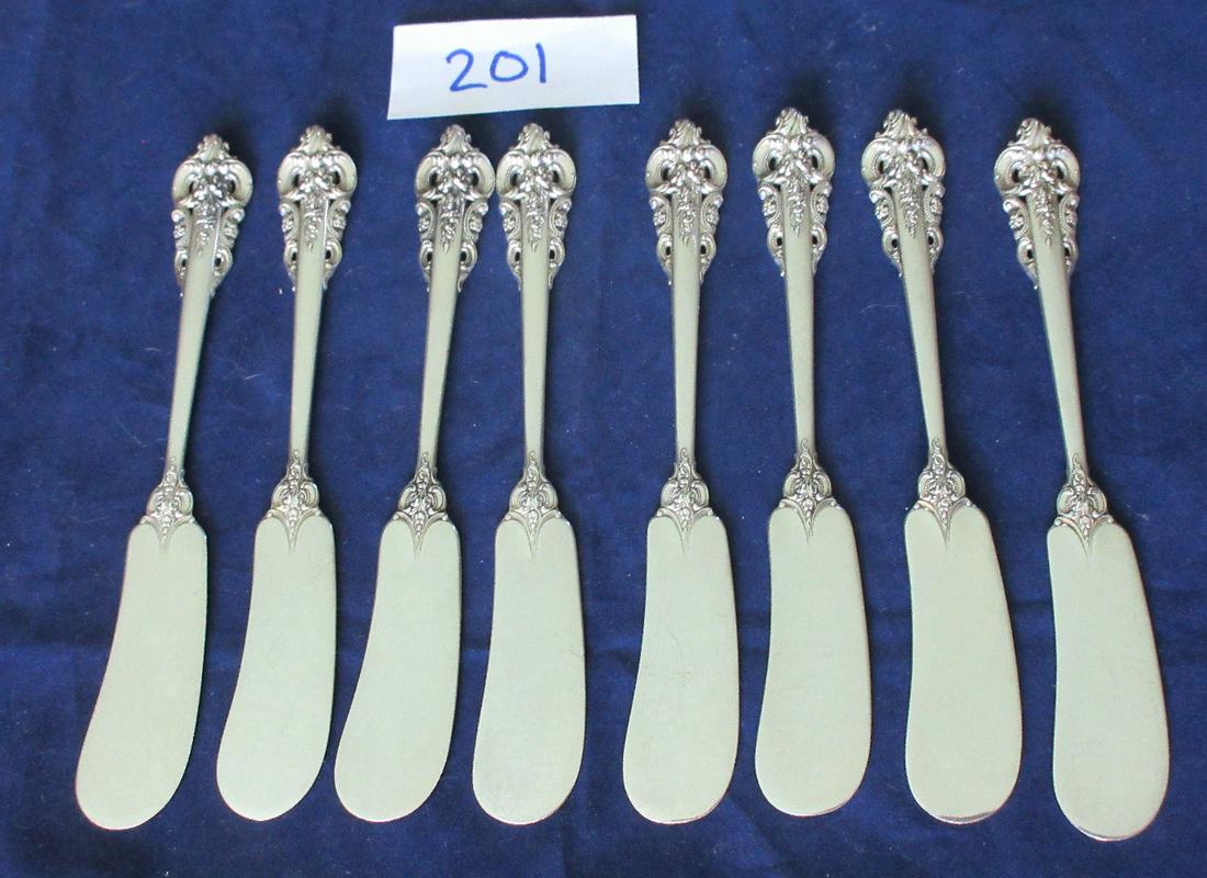 Set of 8 Wallace Grande Baroque butter knives: Set of 8 Wallace Grande Baroque butter knives Approx. 260 grams